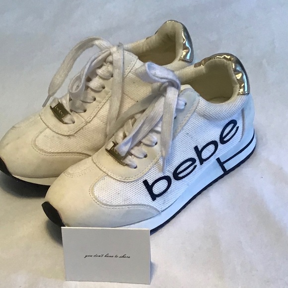 bebe Shoes - Bebe | logo white mesh suede designer sneakers | 7